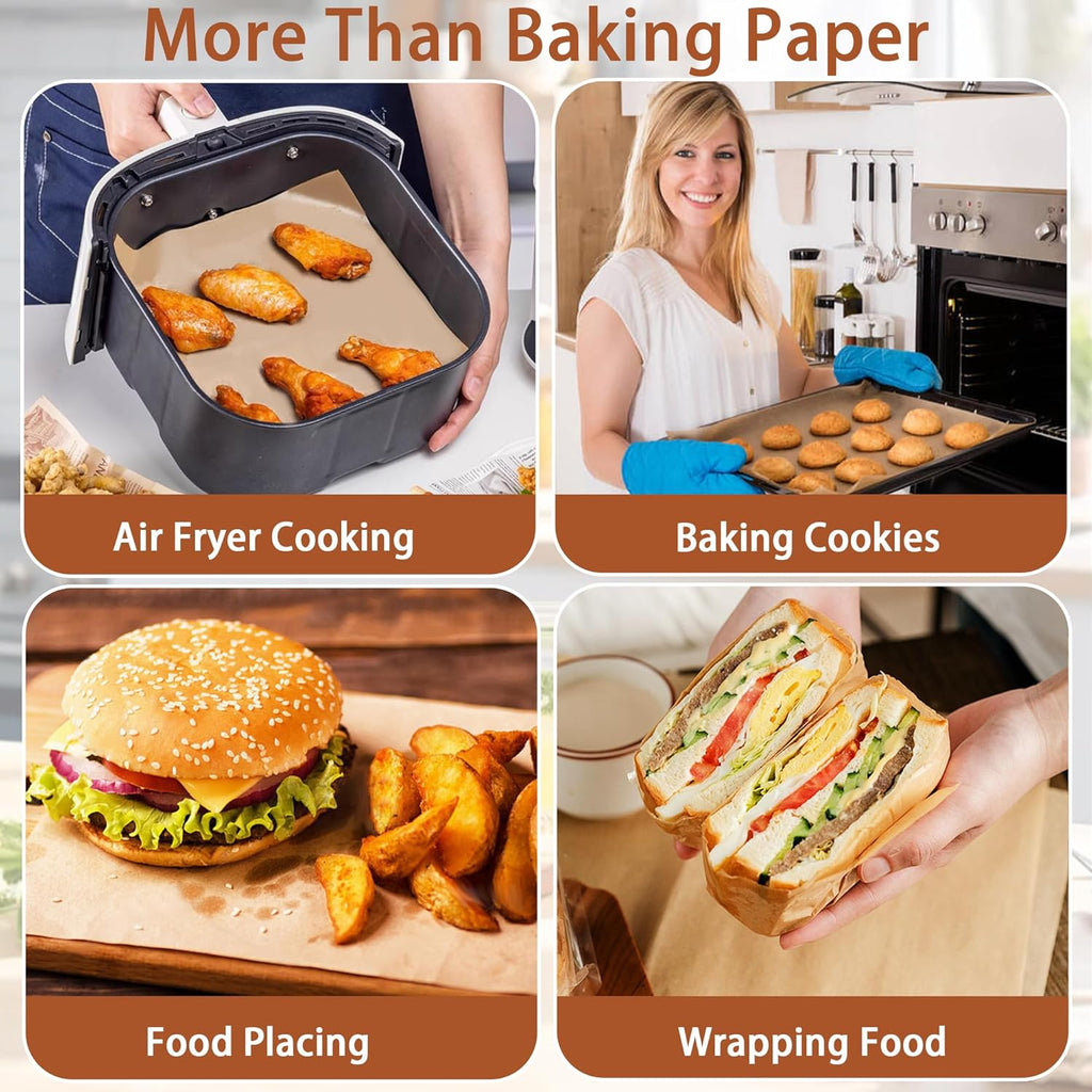 Skiennix Parchment Paper Sheets - 120 Pcs Non-Stick & Unbleached Baking Liners | 9 x 13 Inch, Heat Resistant