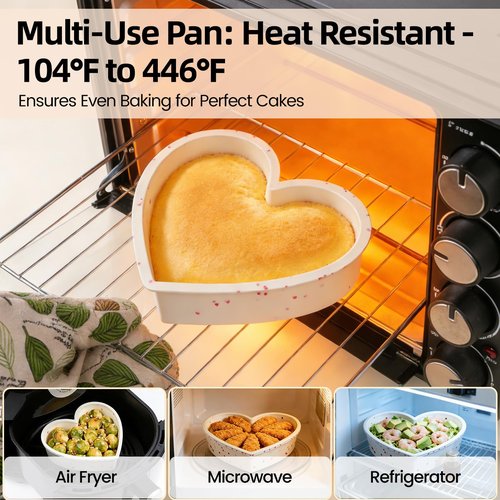 SJ 2P 10 Inch Silicone Heart Shaped Cake Pans, Nonstick Cake Pan, BPA Free Silicone Heart Cake Baking Mold for Oven Dishwasher Safe-Heartdot
