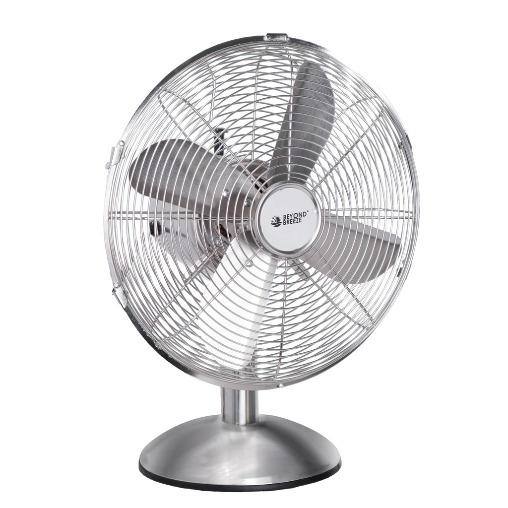 BEYOND BREEZE 12 Inch All Metal Retro Oscillating Table Fan, Desk Fan with 3-Speed Adjustable and 80° Wide Oscillation, Ideal for Bedroom, Office and Kitchen