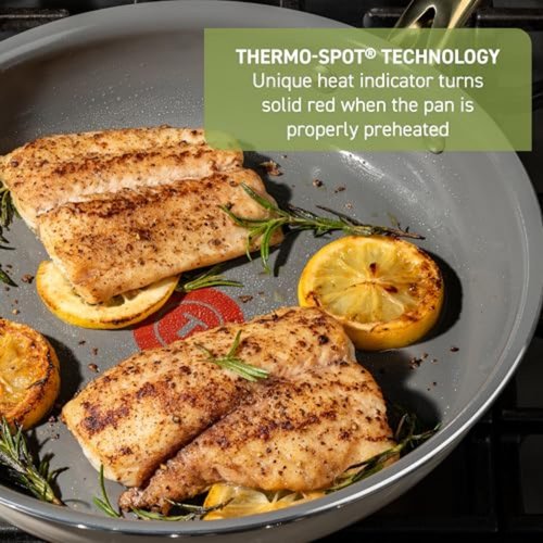 T-Fal Preserve Ceramic Nonstick Frying Pan 2-Pc Set, 8.5" & 11", Oven Broiler Safe up to 350°F Cookware, InoCeram Glide Technology, Frying Pan Skillet, Pots & Pans, Beige