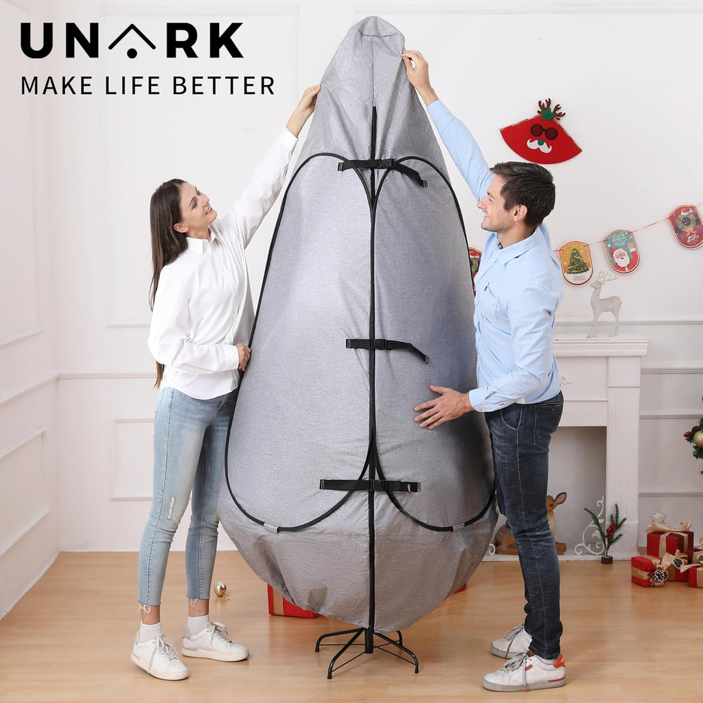 Upright Christmas Tree Storage Bag - Durable Cover for 6.5 Ft to 7.5 Ft Trees | Gray