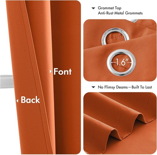 MIULEE Blackout Curtains - Thermal Insulated Room Darkening Drapes | 84-Inch, Orange, 2 Panels