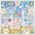 JMHACHY Easter Window Clings - 9 Sheets 103 Pcs Reusable Easter Bunnies Decorations for Home Office, Rabbits Eggs Stickers for Glass, Double-Sided Large Window Decals