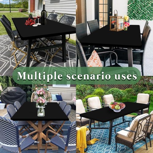 10 Pack Picnic Table Cover Fitted Tablecloth for 6 Foot Rectangle Tables Elastic Waterproof Stretch Washable Patio Folding Outdoor Spandex Table Cloth for Camping Banquet and Parties (Black,30" x 72")
