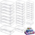 LJY 28-Piece Plastic Storage Container Set - Clear Rectangular Bins with Lids for Jewelry & Beads