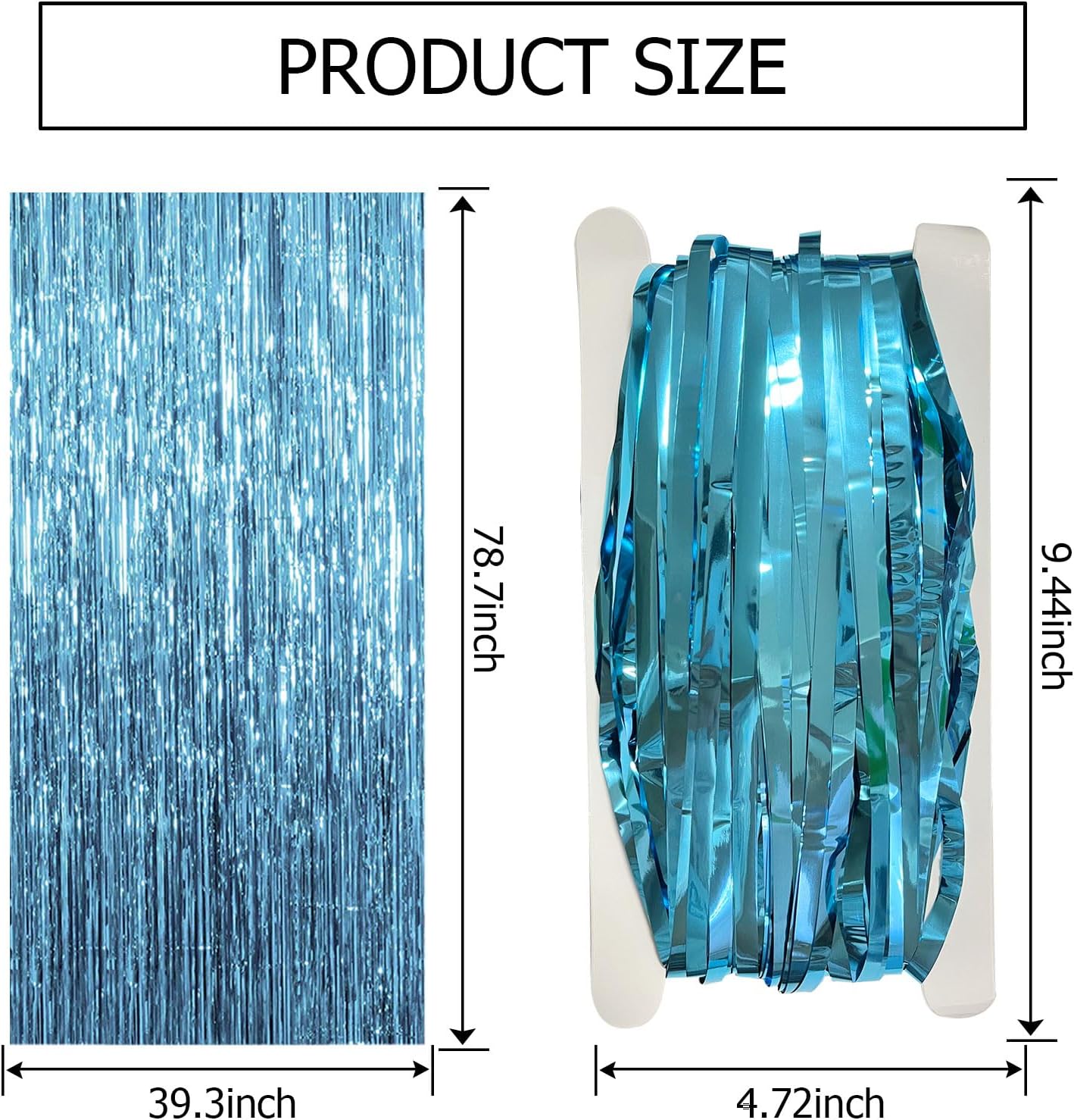 Skiennix Blue Backdrop Curtain - 10 Pack Tinsel Streamers for Ocean Themed Parties | Birthday & Graduation Decor
