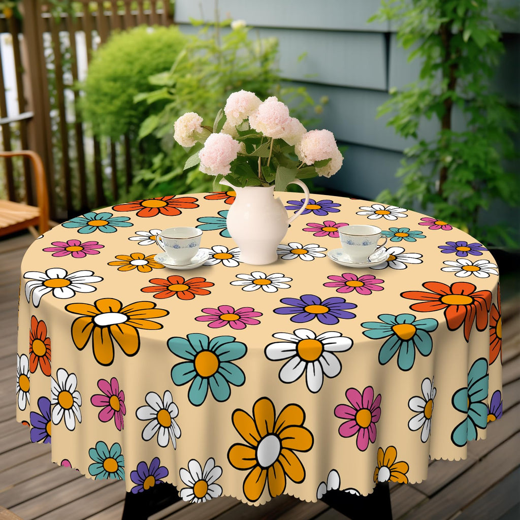 Eikione Fall Tablecloth 70 Inch, Maple Leaf Table Cloth, Waterproof, Wrinkle Free Polyester Table Cover for Autumn Picnics, Halloween Dining Decorations