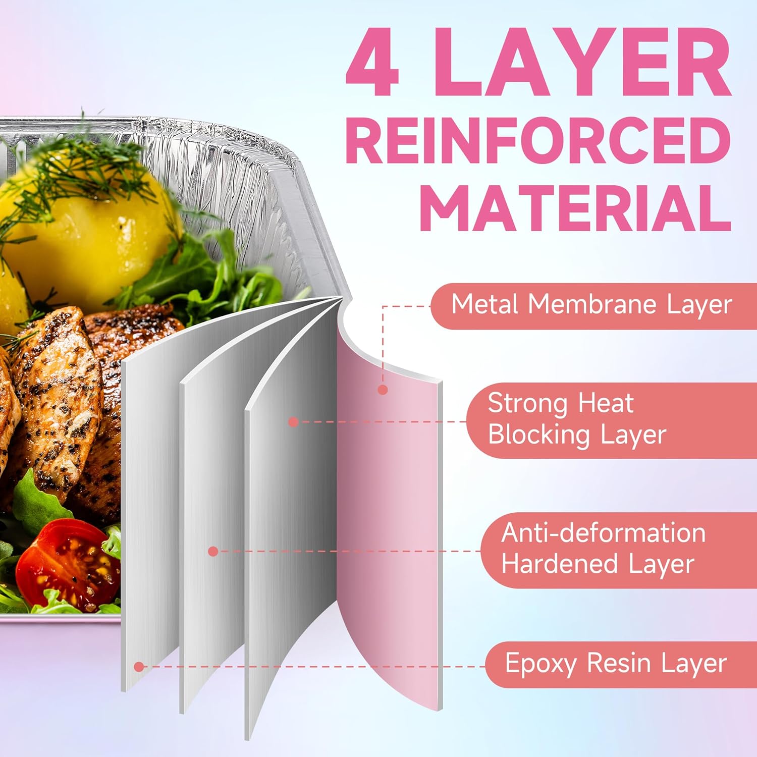 Regine Switzerland 35-Pack Pink 8x8 Inch Disposable Aluminum Foil Pans - Eco-Friendly Baking Trays with Lids & Stickers