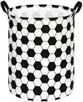 ACMUUNI 19.7 Inch Round Football Laundry Clothes Hamper Laundry Basket with Handles,Storage Organizer Bins Laundry Gift Basket for Room, Bedroom Decor (Football)