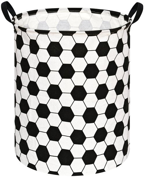 ACMUUNI 19.7 Inch Round Football Laundry Clothes Hamper Laundry Basket with Handles,Storage Organizer Bins Laundry Gift Basket for Room, Bedroom Decor (Football)