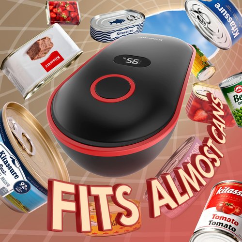 Kitassure Handsfree Smart Touch Rechargeable Electric Can Opener Easy Flex Side Cut All Can Sizes with LED Display and Smooth Edge Safety for Arthritis & Seniors, Auto Kitchen Christmas Gifts (Black)
