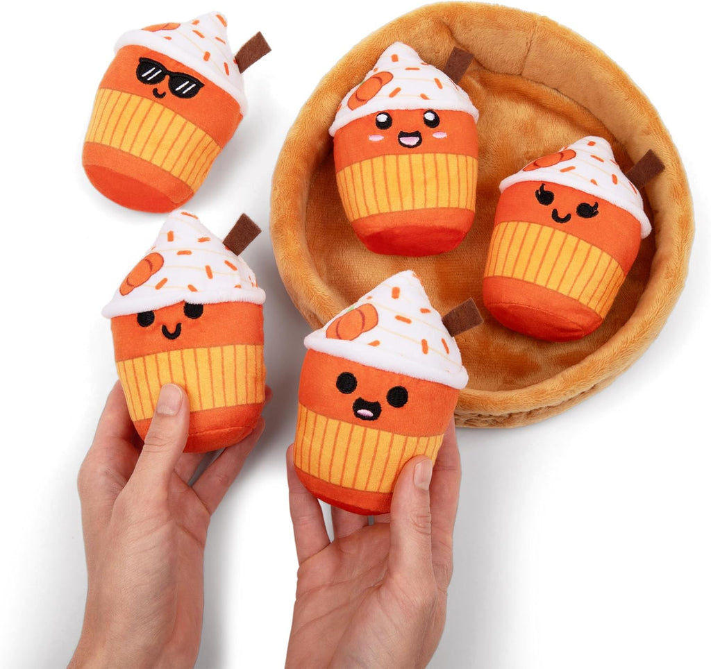 Relatable Emotional Support Lattes - Soft Fall Plushies for All Ages | Perfect Back-to-School Gift Set with 5 Plushies and Basket