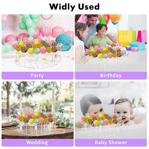 ELEGICKLIP 36 Holes Cake Pop Display Stand Holder -Clear Round Acrylic Lollipop Display Stand Perfect for Party and Birthday Celebrations