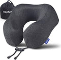 Napfun Neck Pillow - Upgraded Travel Pillow with 100% Pure Memory Foam | Portable Headrest for Airplane, Full Black