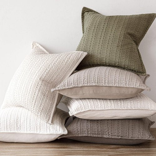 Foindtower Set of 2 Decorative Cotton Waffle Weave Throw Pillow Covers Euro Shams Cushion Covers Accent European Pillowcase for Bed Couch Sofa Bedroom Living Room Home Decor 20×20 Inch Oatmeal