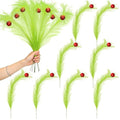Yuxung 8 Pcs Christmas Tree Topper 17'' Lime Green Curly Tree Picks and Sprays with Red Ball Xmas Artificial Green Greenery Stems for Christmas Home Wreath Craft Vase Fillers Decoration Supplies