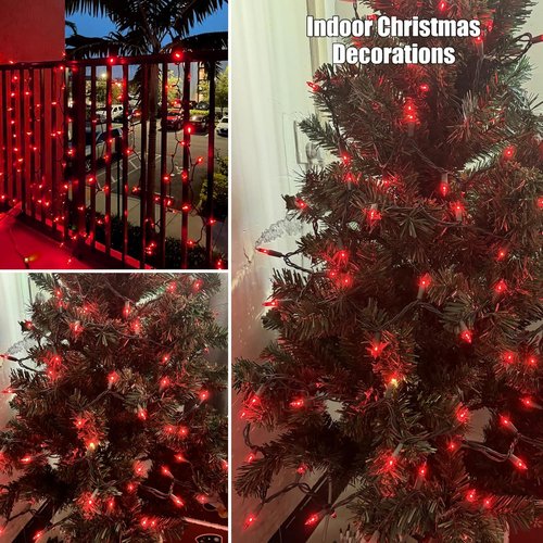 HISHINY Christmas Lights - 100 Count Red String Lights | UL Certified 21 Feet for Indoor & Outdoor Decor