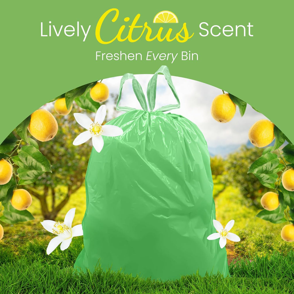 Reli. 4 Gallon Trash Bags - Citrus Scented Drawstring Garbage Liners | 50 Count for Small Cans