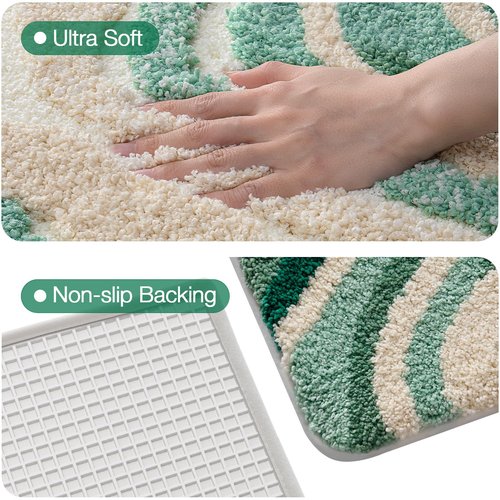LUMI Beach Bathroom Rug Square, Non Slip Bath Mat Quick Dry, Ultra Soft Washable Absorbent, Ocean Sea Theme Bath Rug for Shower Floor, Home Decor, Kids Room, Bathtub, 32"x32"