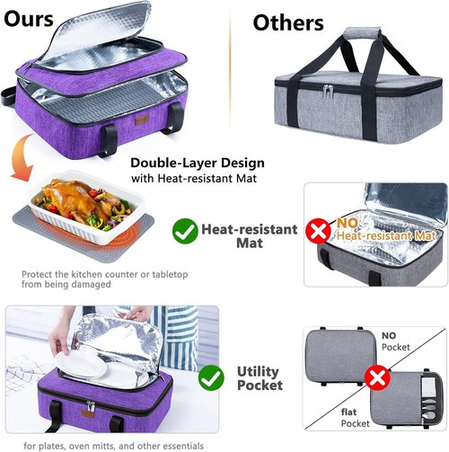 BAGSPRITE Insulated Casserole Carrier - Keeps Food Hot or Cold | Fits 9" x 13" Baking Dish