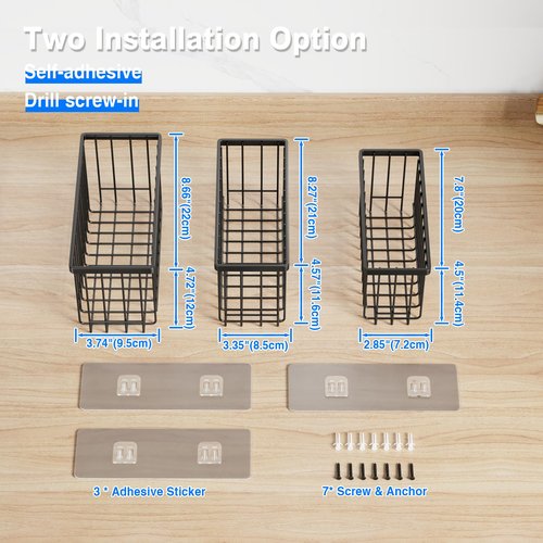 Mustorn 3 Pack Adhesive Cabinet Door Organizer, Lid Organizers Inside Cabinet Food Container/Tumbler Lid Organizer and Storage Cup Lids Holder for Kitchen & Bathroom Wall Mounted(Black)