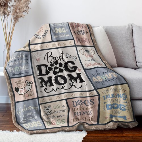 SteadStyle Mothers Day Dog Mom Gifts for Women – Best Ever Blanket for Pet Lovers, Funny Canine-Inspired Throw for Women, Cozy Present for Dog Owners on Birthday, Christmas, or Mother’s Day 60" x 50"