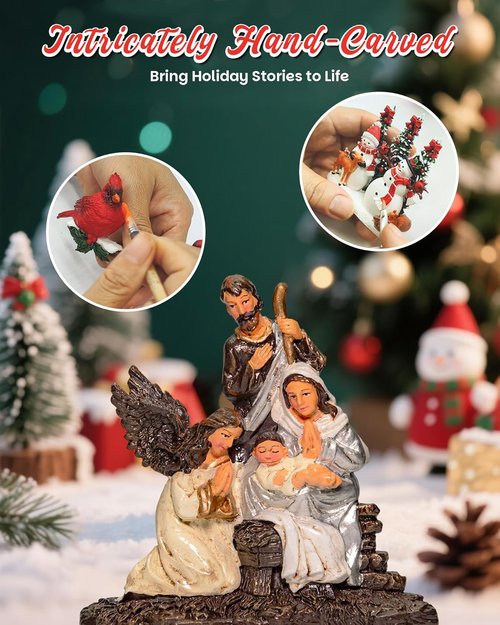 Large Christmas Nativity Snow Globe by [Brand Name] - Illuminated with Music | 9.84-Inch Indoor Decoration