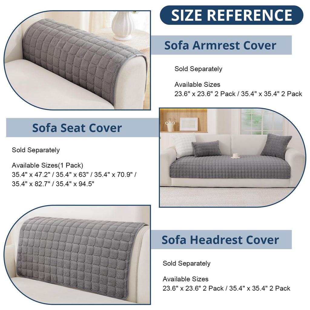 OstepDecor Faux Fur Couch Covers, Sofa Cover Washable, Super Soft Plush Couch Blanket Cover, Thick Cozy Sofa Slipcovers Furniture Protector for Couches and Sofas (27.6" x 70.9", Dark Grey)