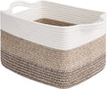 Goodpick Woven Storage Basket - 13"x10"x9" Cotton Rope Organizer for Dog Toys & Books | Stylish Gradient Brown Gift Basket with Handles