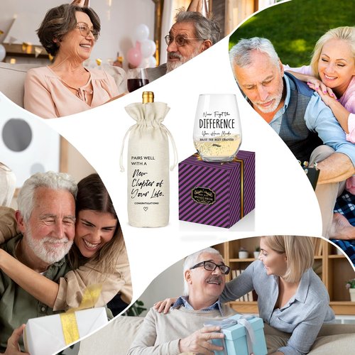 New Job Gifts Wine Glass, Farewell Gifts for Coworkers Women Men, Funny New Job Glass and Wine Bag Set, Going Away Gift for Friends Boss Colleague, Pairs Well With a New Chapter of Your Life