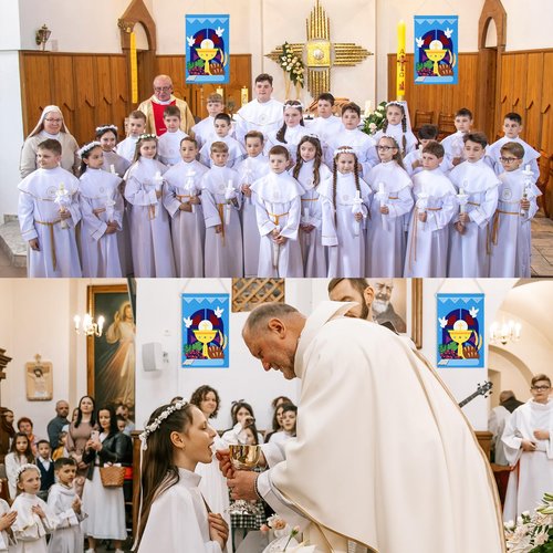 First Communion Banner Kit for Boys Girls Catholic Craft Pack First Holy Communion Banner kits DIY Holy Communion Banners Church and Sunday School Crafts for Kids First Communion Felt Decor Set