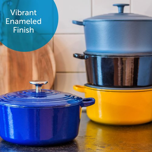 BK Bourgogne Enameled Cast Iron Induction 7QT Nonstick Dutch Oven, PFAS Free, Dishwasher Safe, Royal Blue