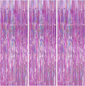 Skiennix Foil Curtain Backdrop - 3 Pack Tinsel Fringe Curtains for Parties | 3.3x6.6 ft Pink Decor