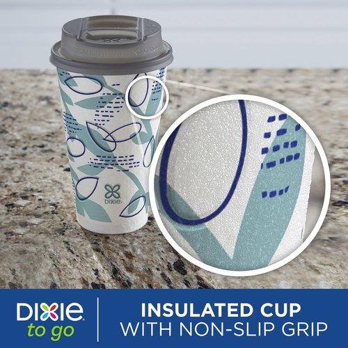 Dixie To Go Paper Coffee Cups With Lids, 16 oz, 108 ct, Disposable Insulated Paper Cups for On-The-Go Hot or Cold Beverages