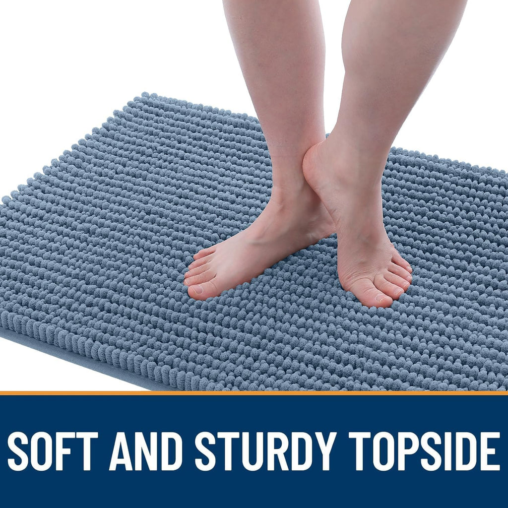 OLANLY Dog Door Mat - Ultra Absorbent Chenille Mud Doormat | Non-Slip, Washable, 24x16, Airy Blue