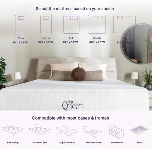 NapQueen Twin Size Mattress - 8 Inch Bamboo Charcoal Memory Foam Bed in a Box for Ultimate Comfort