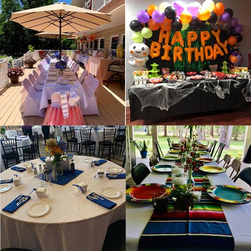 6 Pack White Tablecloth 90 x 156 Inch Table Cloth for 8 Foot Rectangle Tables, Wrinkle Resistant Washable Polyester Fabric Table Covers for Party, Wedding,Dining,and Banquet