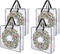 4 Pack Wreath Storage Bag - 26 Inch Reinforced Wreath Container with Smooth Zippers | Foldable for Christmas & Seasonal Decor