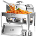 PYY Roll Top Chafing Dish Buffet Set Professional Chaffing Server Set Commercial Chafer 9QT, Chafers for Catering Rolling Buffet Servers and Warmers(Full Size Pan)