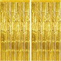 Regine Switzerland Gold Backdrop | 2 Pack Foil Curtain Streamers for Party & Photo Booth Decor