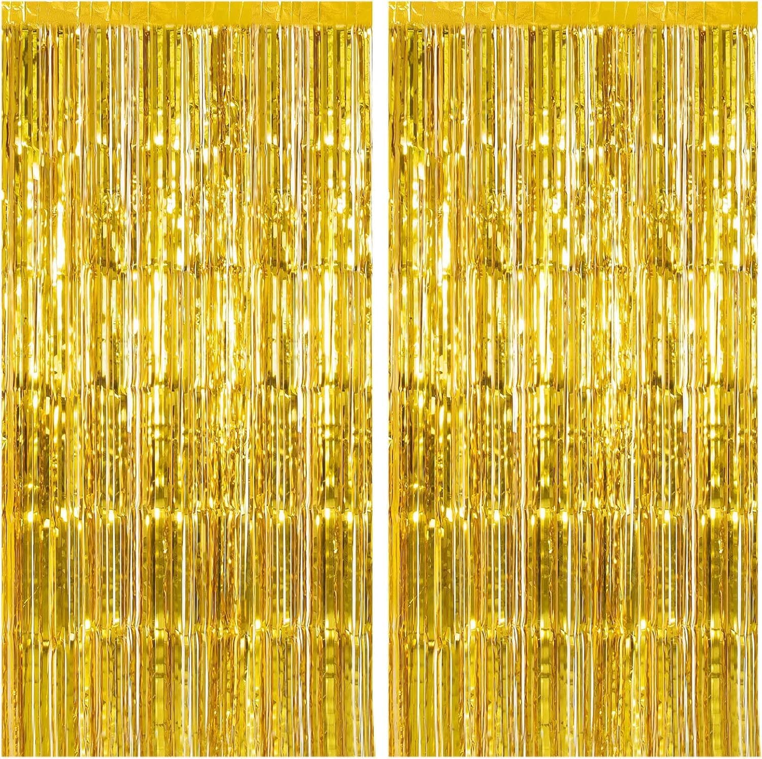 Regine Switzerland Gold Backdrop | 2 Pack Foil Curtain Streamers for Party & Photo Booth Decor
