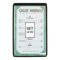 Single Restaurant Menu Covers - Set of 25 Menu Holders for Restaurant - Black 8.5 x 14 in.Single Pocket Menu Cover 2 View with Double Stitched Binding and Protective Corners by Kokhan