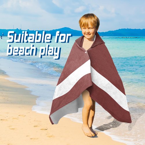HSUIOFE Hooded Towels for Kids -Toddler Beach Towel- Super Absorbent & Quick Dry 100% Cotton 30x50 Inch - to Kid Ages 3-10-Rugby Pattern Design