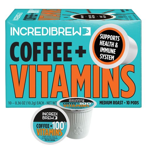 Incredibrew Coffee - Keto Friendly Medium-Dark Roast | No Sugar, Recyclable Pods, 10 Count