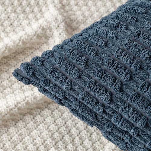MIULEE Corduroy Throw Pillow Covers - Soft Boho Striped Design | 18x18 Inch Blue for Modern Farmhouse Decor