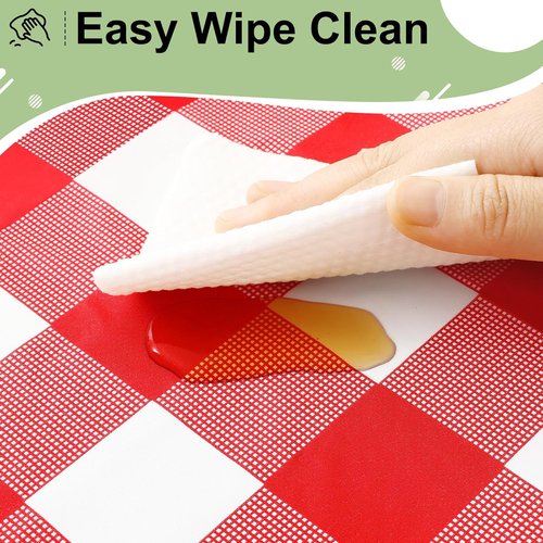 Misaya Disposable Tablecloths - 4 Packs Waterproof Plastic, 54 x 108 Inch Red & White Checkered for Parties & Picnics