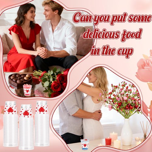 Taikula 60 Pcs 1.5oz Disposable Heart Shot Glasses for Valentine's Day - Romantic Red Pink Plastic Shot Cups Bulk, Couples Celebration & Love Party Decorations (60, Red, Pink Heart)