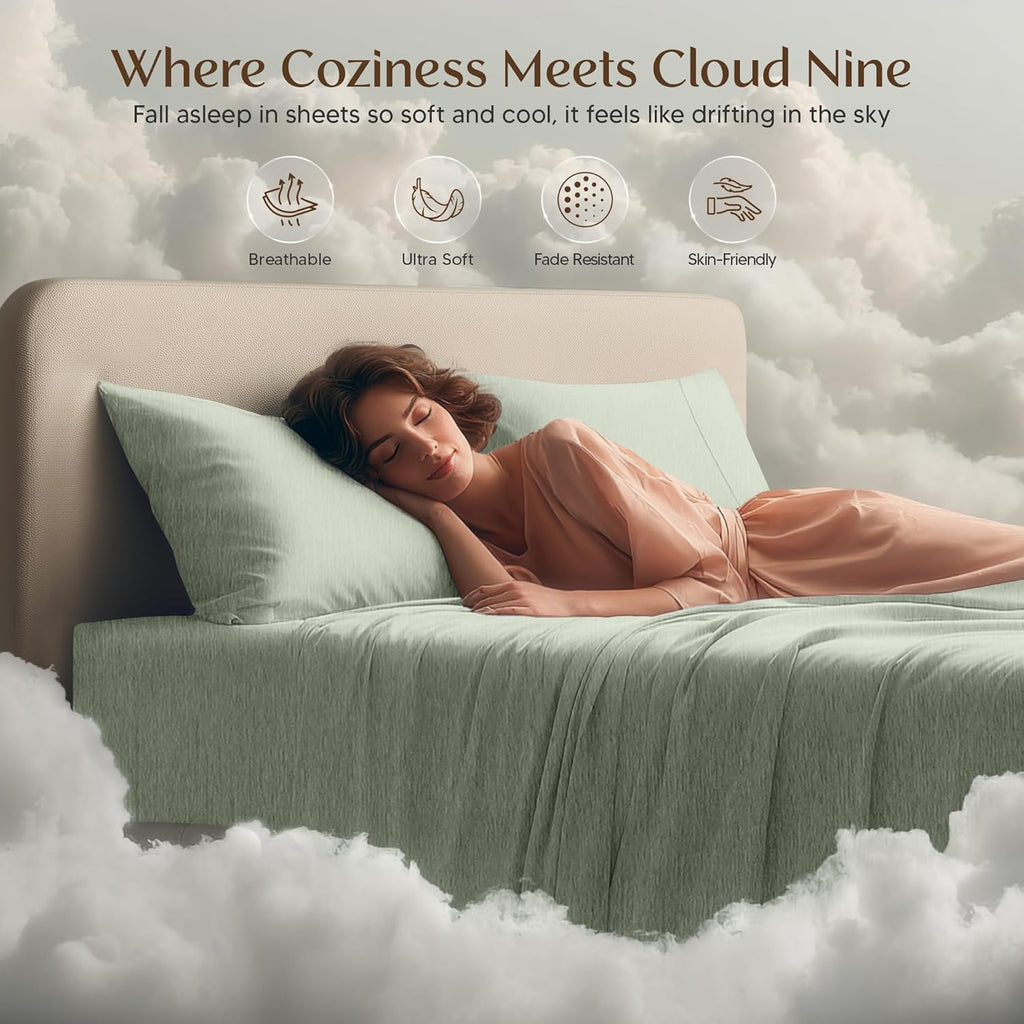 Utopia Bedding California King Size Sheet Set - Soft, Breathable Microfiber, 4-Piece in Heather Sage
