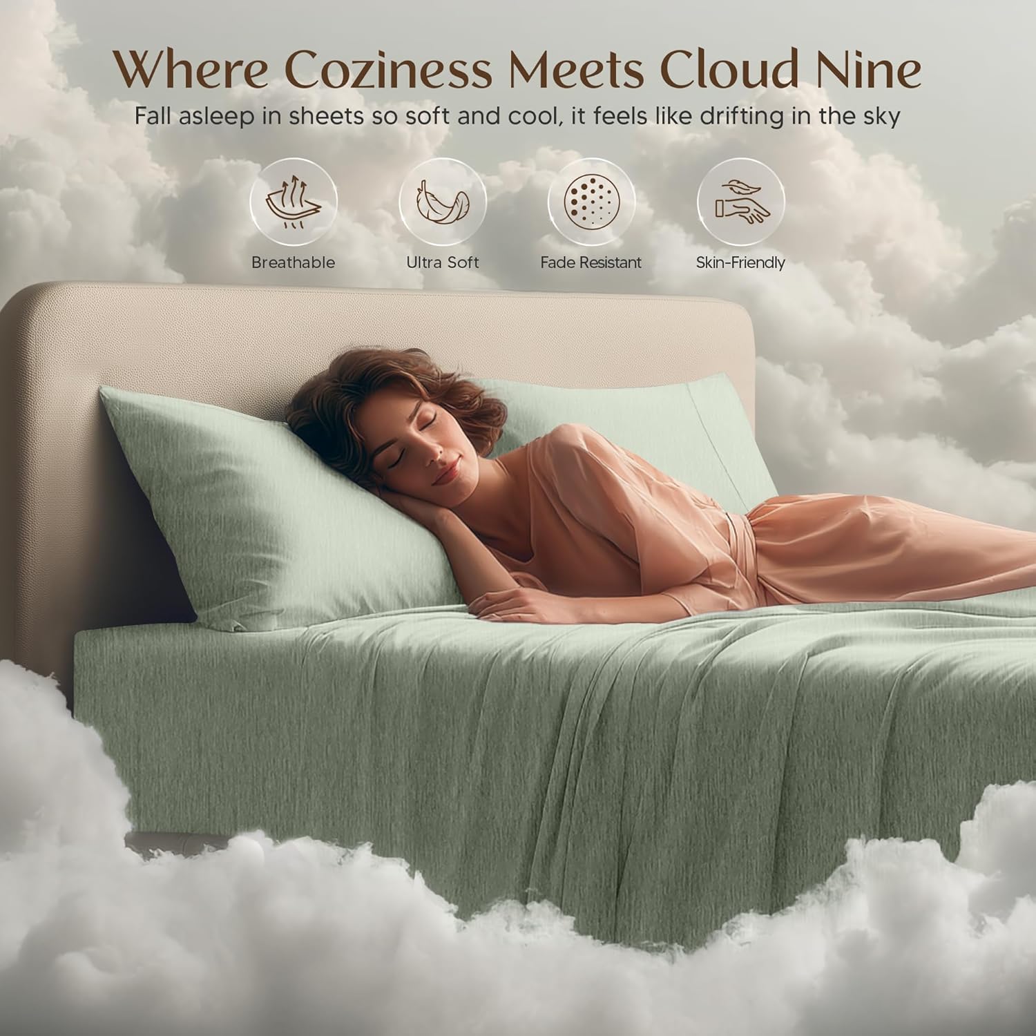 Utopia Bedding California King Size Sheet Set - Soft, Breathable Microfiber, 4-Piece in Heather Sage