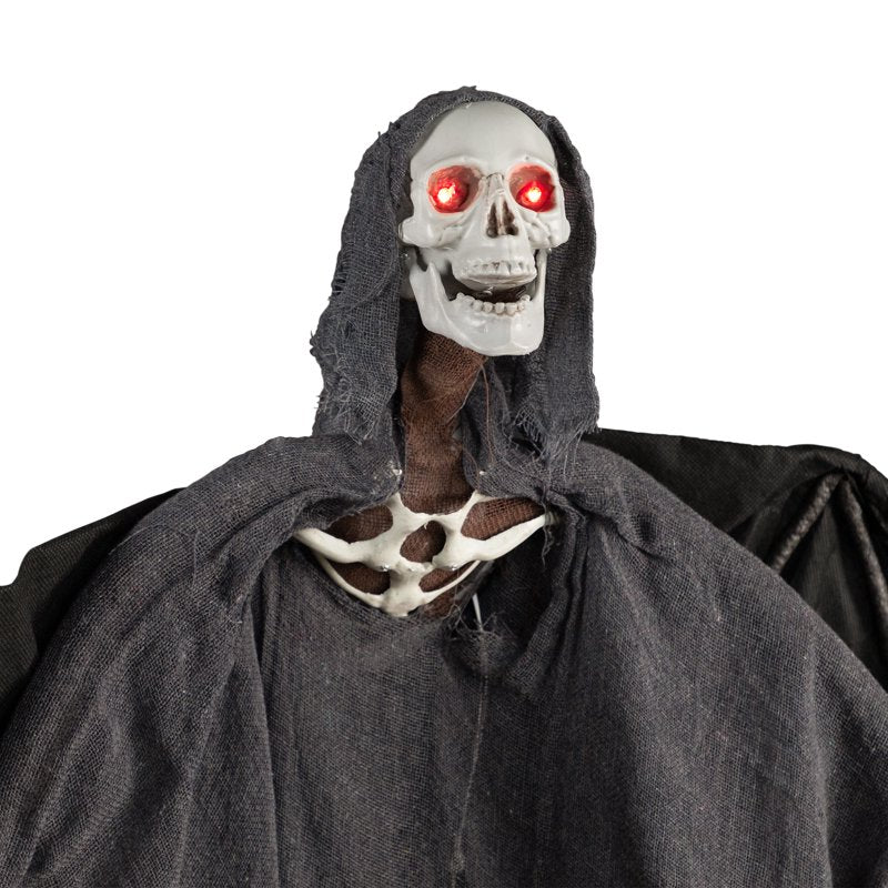 Animated Winged Grim Reaper Halloween Decoration - 50 Inch Lighted Indoor Outdoor Display